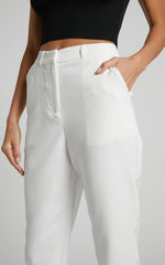 Hermie Pants - High Waisted Cropped Tailored Pants in White