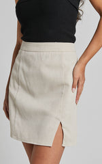 International Babe Mini Linen Blend Skirt in Oat