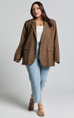 Izara Blazer - Oversized Boyfriend Fit Blazer in Oak
