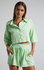 Jesmae Shorts - Paper Bag Waist Shorts in Mint