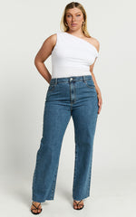 Jialeen Top - Off Shoulder Twist Asymmetrical Sleeve Top in White