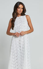 Kalani Midi Dress - High Neck Cut Out Dress in White