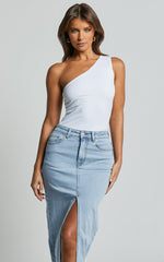 Karel Top - One Shoulder Sleeveless Top in White