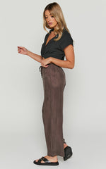 Kaya Pants - Cupro Drawstring Relaxed Pants in Warm Grey