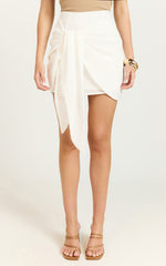 Kerzi Mini Skirt - Tie Front Wrap Skirt in White