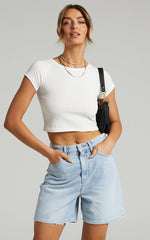 Lee - High Baggy Denim Short in Blue Encounter