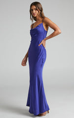 Lunaria Maxi Dress - Cowl Mermaid Slip Dress in Blue