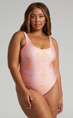 Malik One Piece - Low Back One Piece in Shiny Zebra