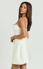 Mavic Mini Dress - Tie Detail Bust Dress in White