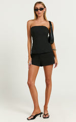 Meredith Top - Tailored Strapless Top in Black