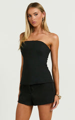Meredith Top - Tailored Strapless Top in Black