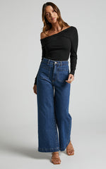Misael Top - Asymmetrical Twist Front Jersey Top in Black