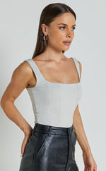 Narla Top - Panel Detail Corset Top in Stone