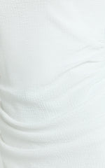 Pamela Midi Dress - High Neck Leg Split Dress in White