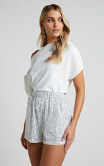 Jacquie Relaxed Shorts - Sequin Shorts in Silver