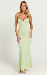 Rhaima Midi Dress - Open Back Strap Detail Dress in Sage