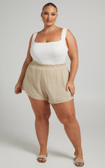 Donita Shorts - Elastic Waist Shorts in Neutral