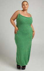 Yurika Midi Dress - Knit Open Back Dress in Green