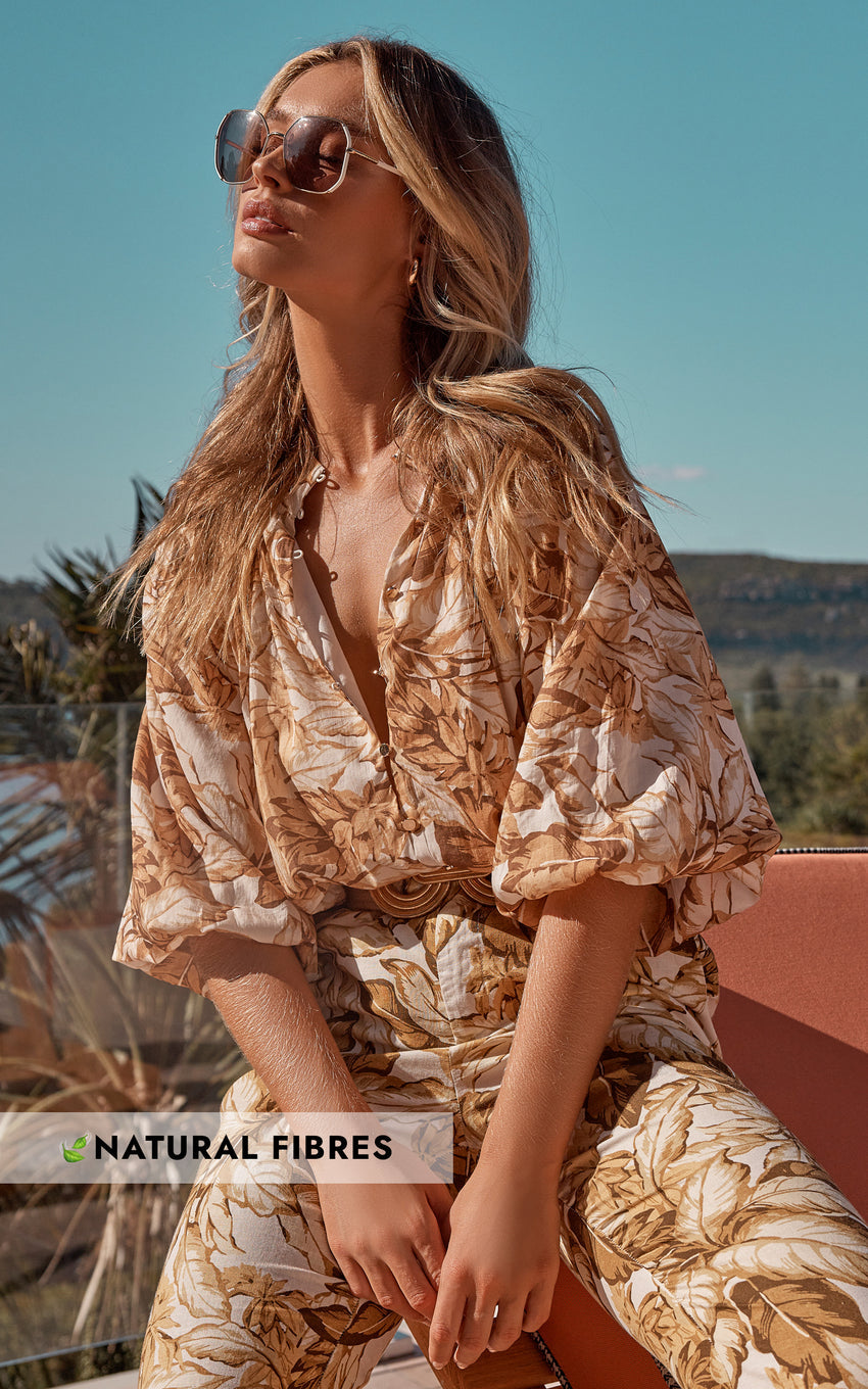 Amalie The Label - Nelle Puff sleeve High Neck Shirt in Frieja Print