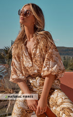 Amalie The Label - Nelle Puff sleeve High Neck Shirt in Frieja Print