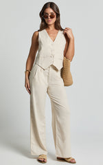 Seven Wonders - Zephy Linen Blend Vest in Sand