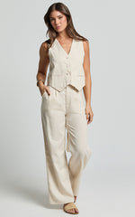 Seven Wonders - Zephy Linen Blend Vest in Sand