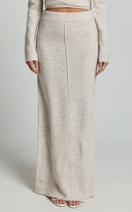 Tessa Maxi Skirt - Knitted Column Maxi Skirt in Stone