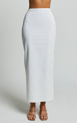 Vance Maxi Skirt - Linen Back Split Skirt in Off White