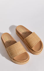 Verali - Romy Platform Slides in Natural Raffia
