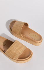 Verali - Romy Platform Slides in Natural Raffia