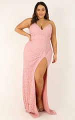 Always Extra Split Maxi Dress in Blush Lace