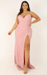 Always Extra Split Maxi Dress in Blush Lace