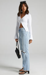 Amsu Top - Long Sleeve Button Up Top in White
