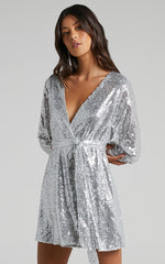 three of us dress in Silver Sequin