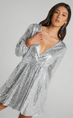 three of us dress in Silver Sequin